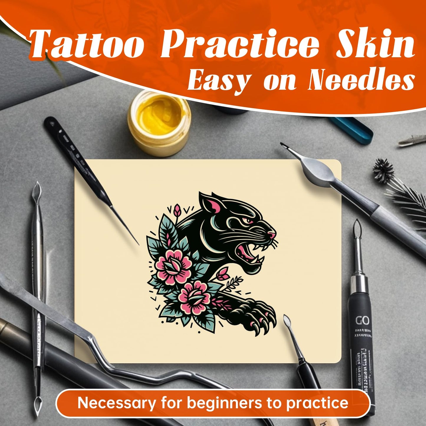 6-Pack 3mm Tattoo Practice Skin - 12x8 inch Double Sided Silicone Fake Skin Sheets
