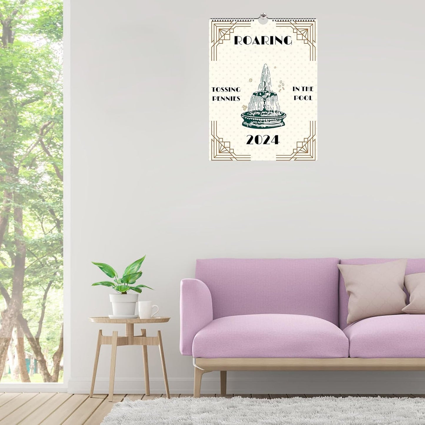 Roaring 2024 Wall Calendar: 12-Month Planner with Inspirational Quotes, Easy Hanging Design, and High-Quality Material for Home or Office