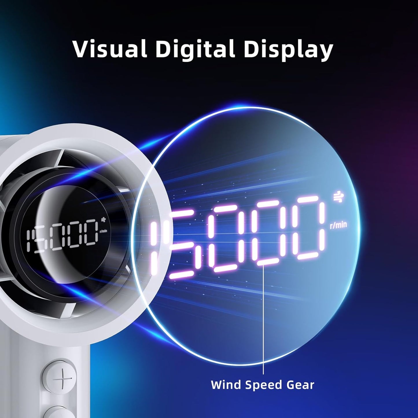 Portable Handheld Fan with 100-Speed Turbocharged Airflow & 5000mAh Battery - Ideal for Travel, Camping & Outdoor Use