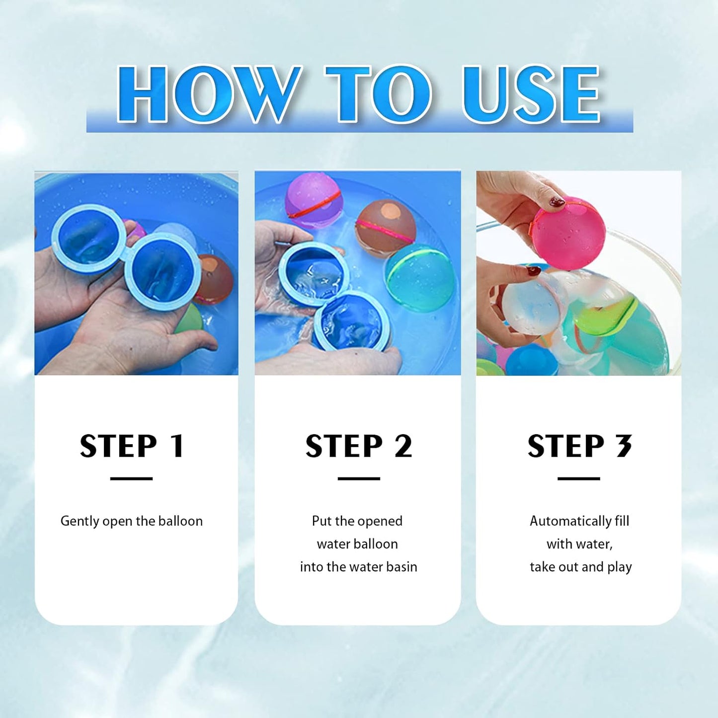 4-Pack Refillable Silicone Water Balloons for Kids - Self-Sealing & Quick-Fill for Outdoor Fun