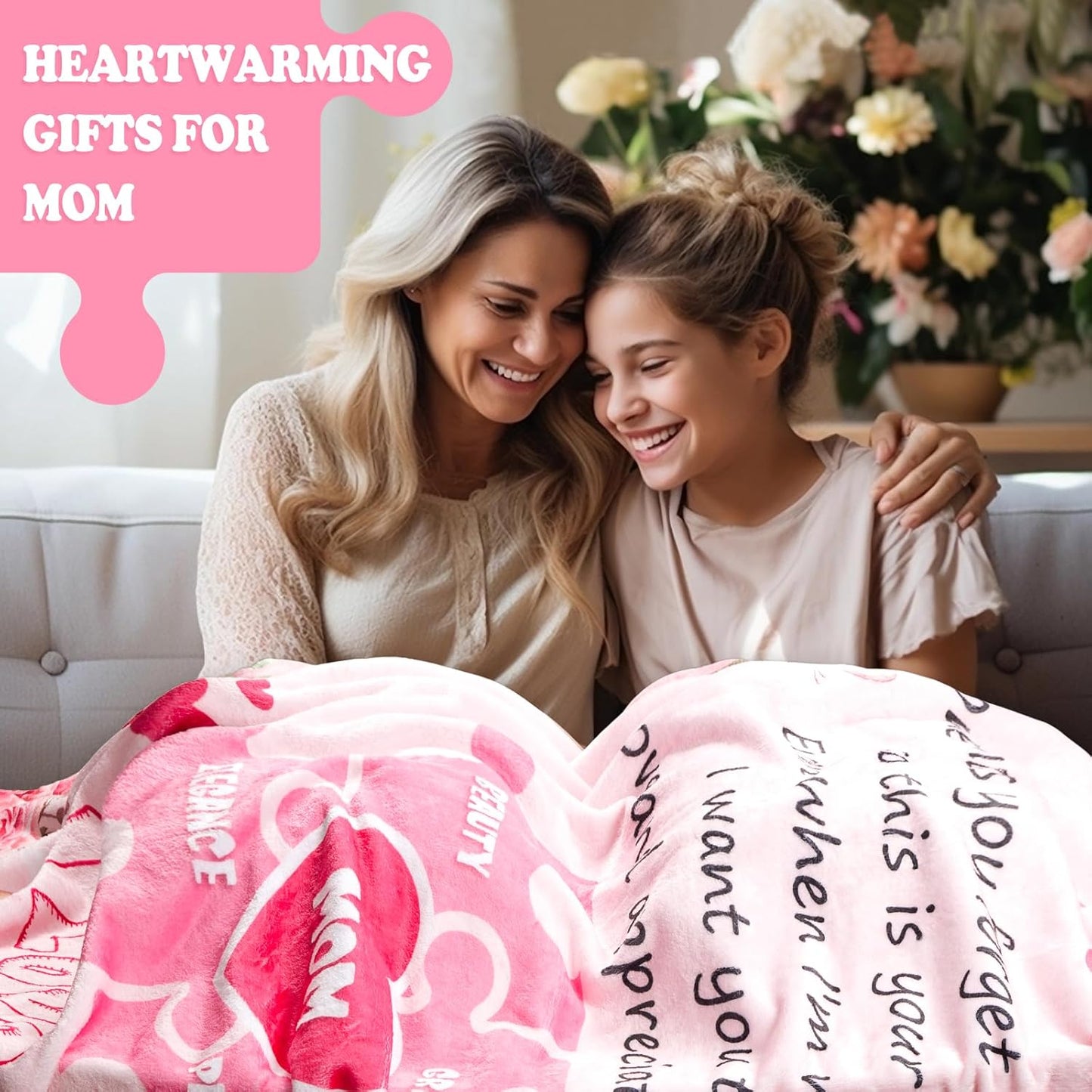 Soft Flannel Pink Blanket for Mom, Ideal Birthday and Christmas Gift, 60" x 80"