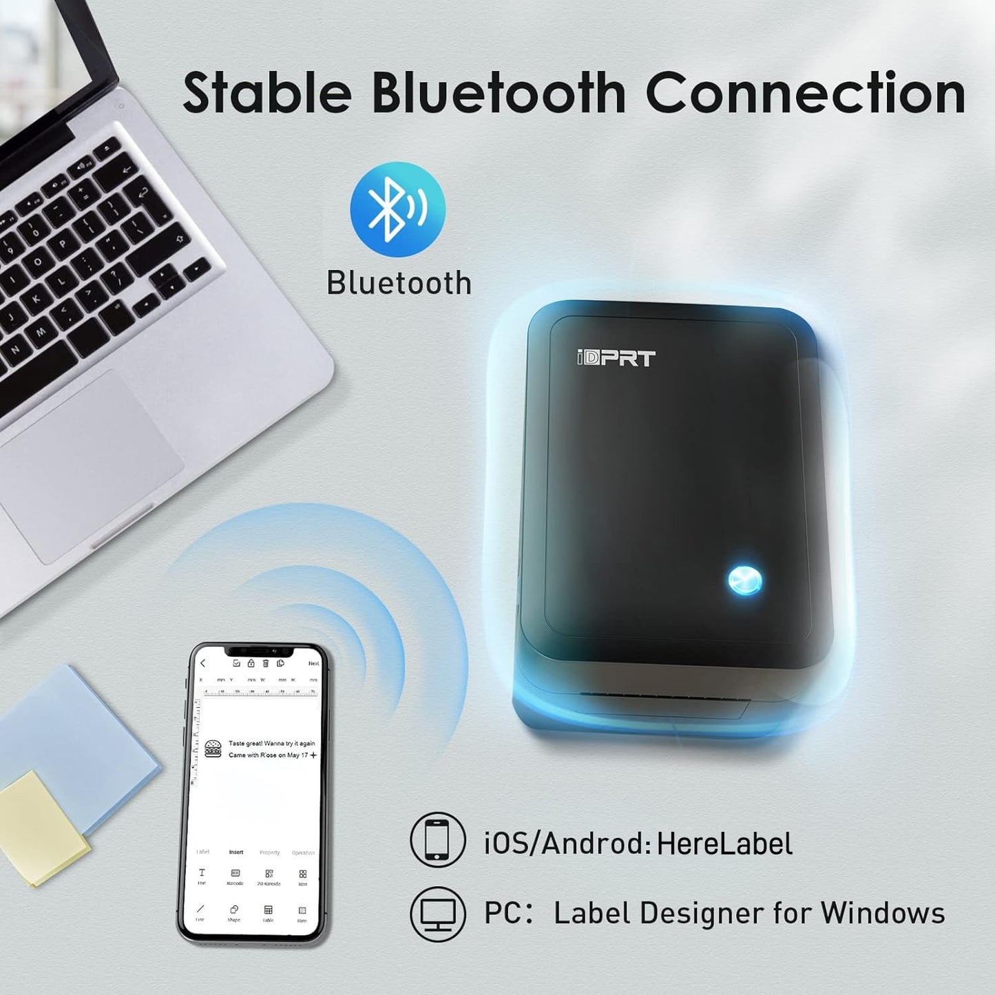 Bluetooth Label Printer for Small Business - Fast Thermal Printing, Supports Multiple Devices