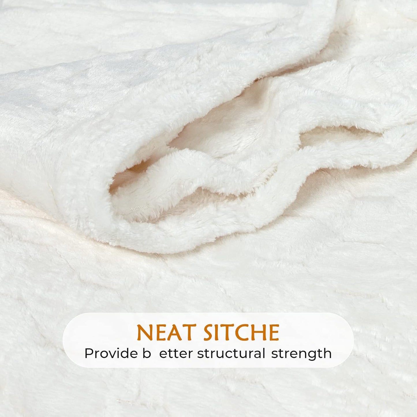 Cream White Fleece Blanket Twin Size 60" x 80" Soft Plush Throw for Bed & Couch