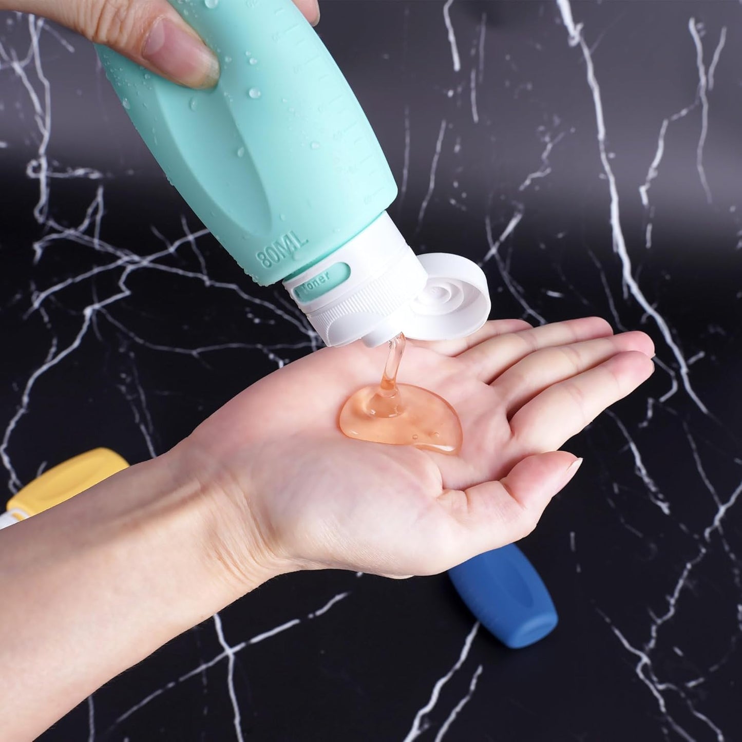 Travel Toiletry Bottles 3oz 4 Pack, TSA Approved Leakproof Silicone Containers