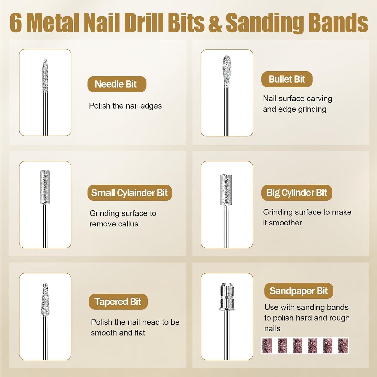 Gold 35,000 RPM Professional Electric Nail Drill Machine for Acrylic & Gel Nails