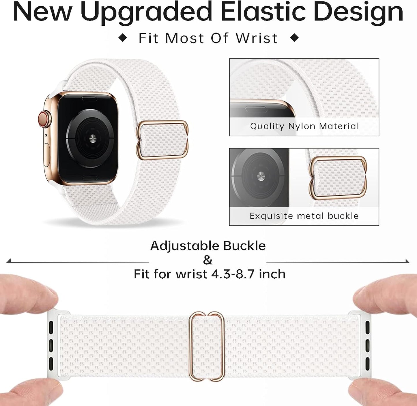 3 Pack Stretchy Solo Loop Apple Watch Bands: Nylon, Elastic, for 42mm-45mm Models