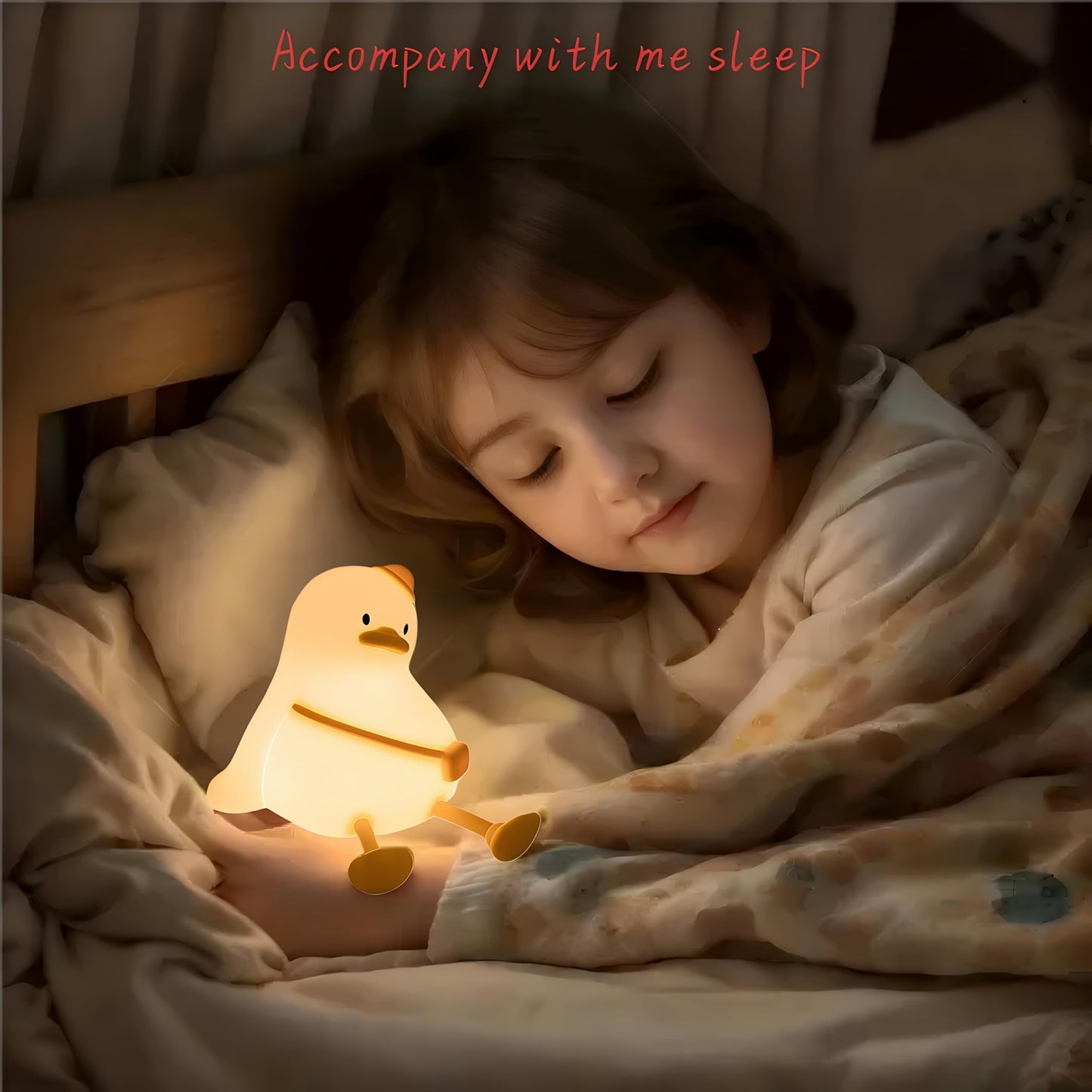 Duck Night Light for Kids, Rechargeable Silicone Squishy Lamp with Touch Control and 30-Minute Timer, Portable Dimmable Nursery Light