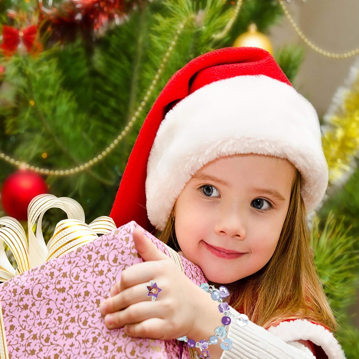 Girls Christmas Advent Calendar - 24 Day Countdown with DIY Charm Bracelet & Accessories