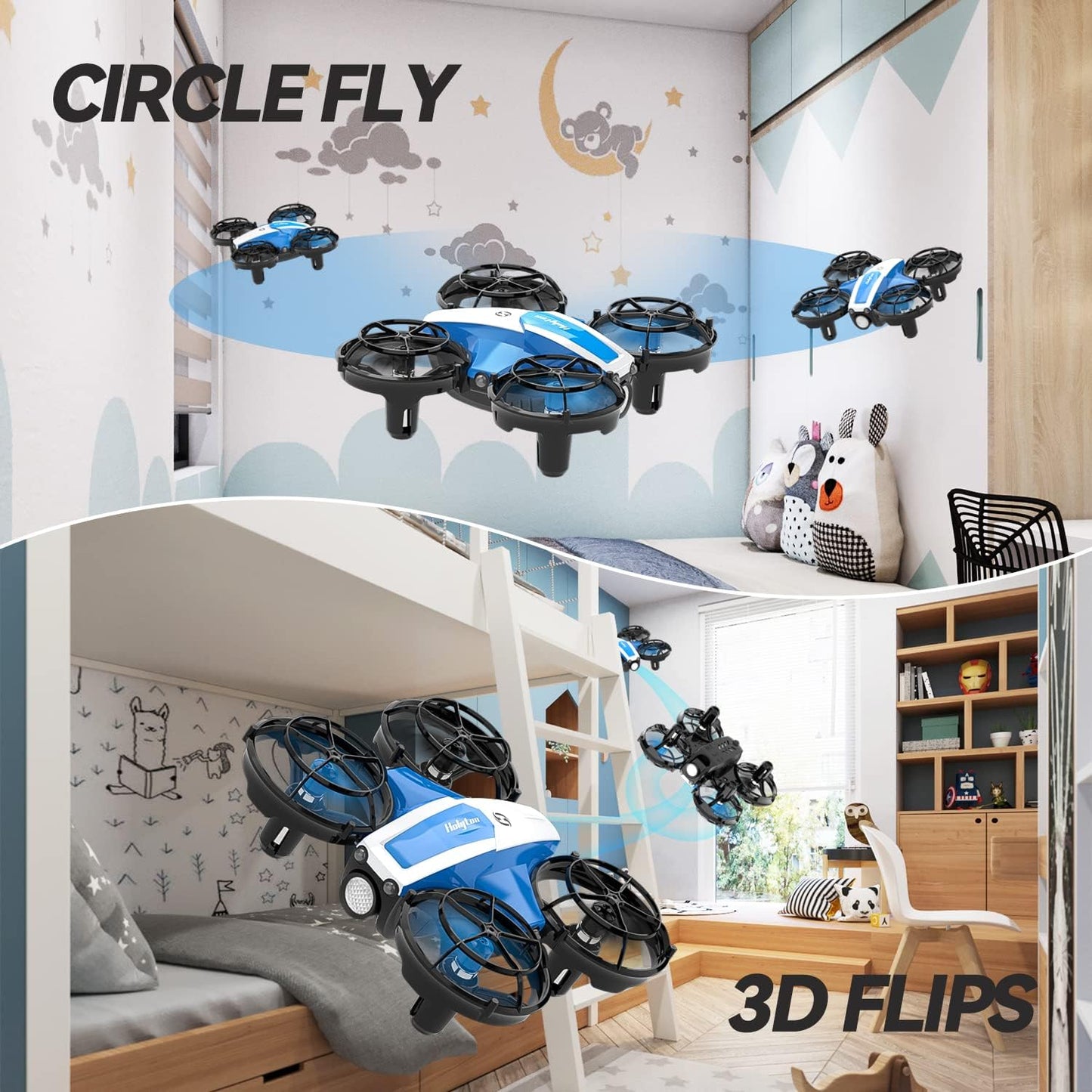 Blue Mini Drone for Kids - Remote Control Quadcopter with 21 Min Flight Time