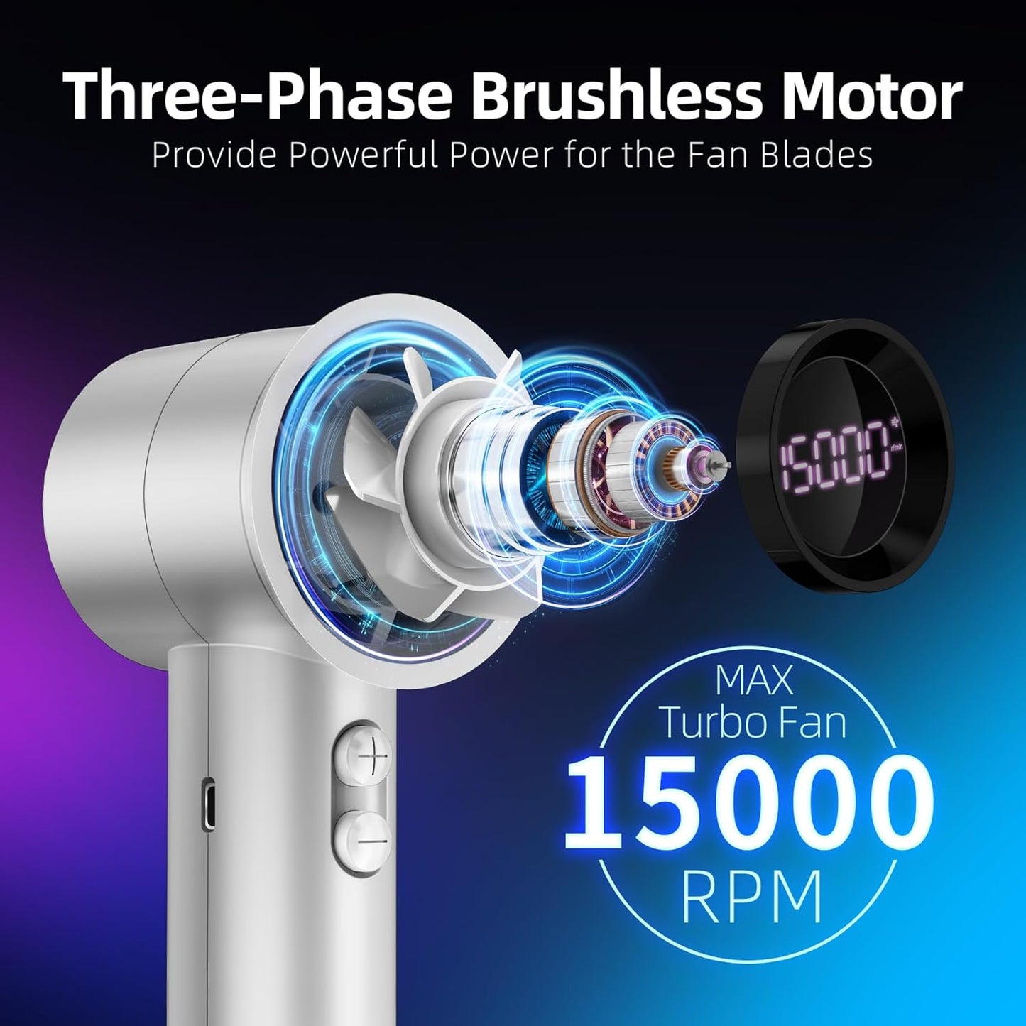 Portable Handheld Fan with 100-Speed Turbocharged Airflow & 5000mAh Battery - Ideal for Travel, Camping & Outdoor Use