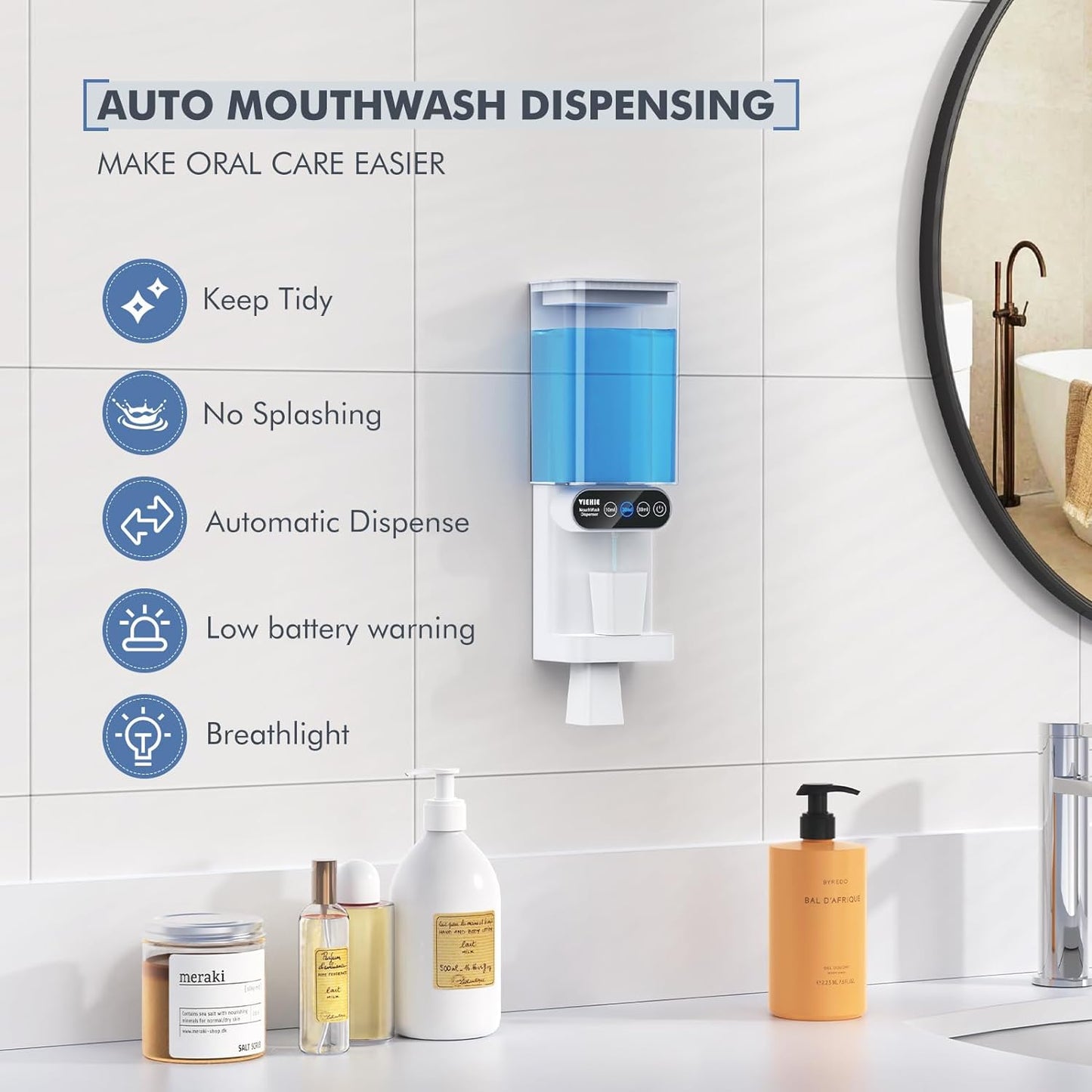 Enhance Your Oral Hygiene with an Automatic Mouthwash Dispenser, 24.6 fl oz Capacity