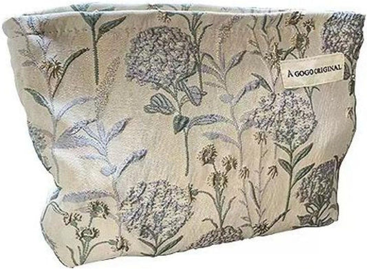 Stylish Women's Canvas Makeup Bag - Large Capacity, Travel-Friendly, Dandelion Blue Design