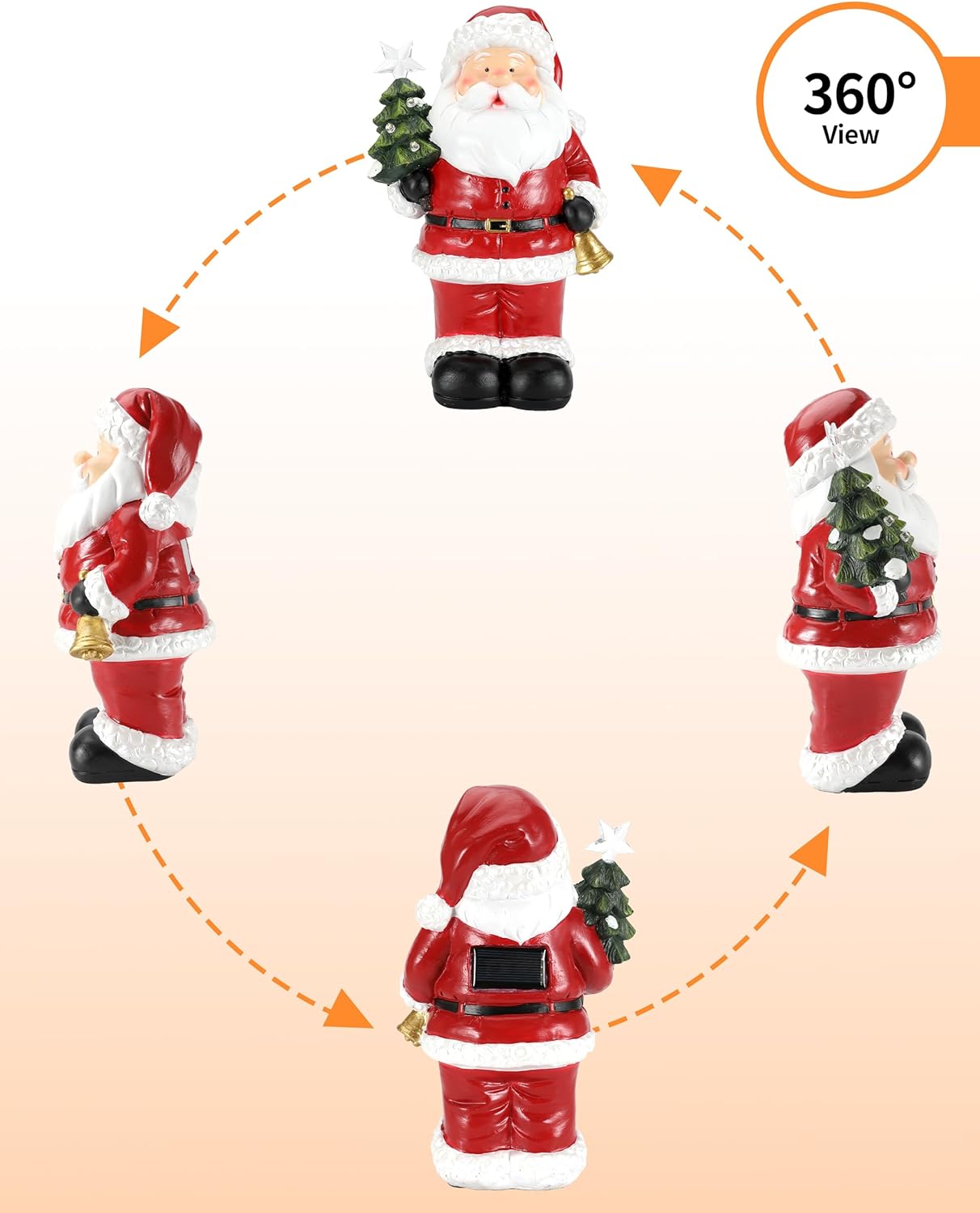 Illuminating 9.5" Resin Solar Santa Claus Statue: A Festive, Eco-Friendly Addition to Your Outdoor Christmas Display
