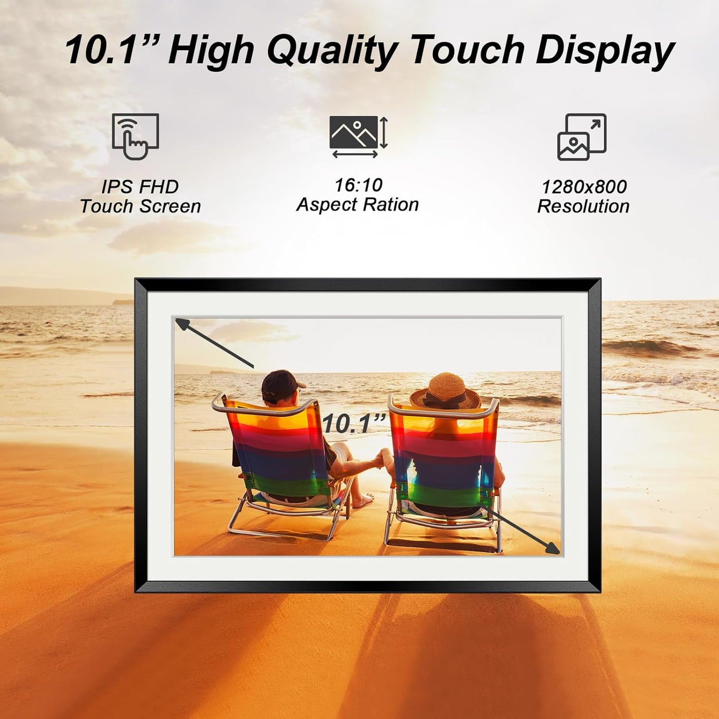 WiFi Digital Picture Frame 10.1" HD Touch - 32GB Memory, Easy Photo & Video Sharing