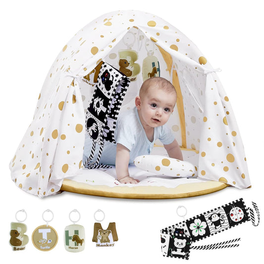 Cozy Alphabet Baby Play Gym Mat with Tent: Ideal for Newborn to Toddler