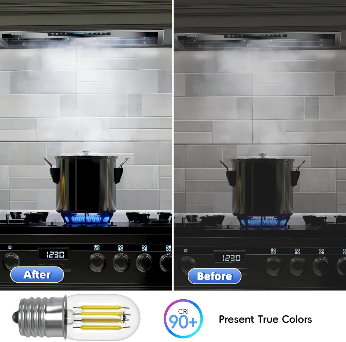 Upgrade Your Microwave Lighting with 40W Equivalent LED Bulbs for Under Hood, E17 Base - Energy Efficient, 5000K Daylight, 2 Pack