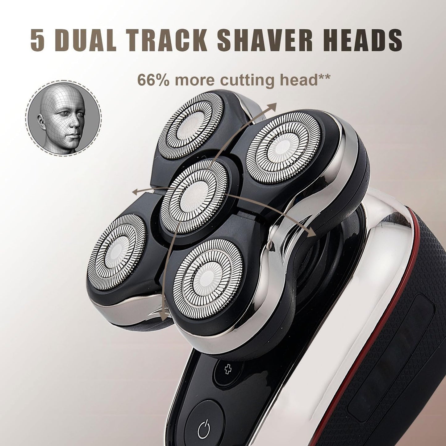 1 Pack Head Shaver Replacement Blades for Balder Pro XR7120, 5 Dual Track Rotary Heads, Precision Electric Shaving for Bald Men, Not for XR7000