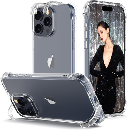 Phone 15 Pro Max 6.7 Inch Case with Stand and Hang Modes, Clear TPU Cover