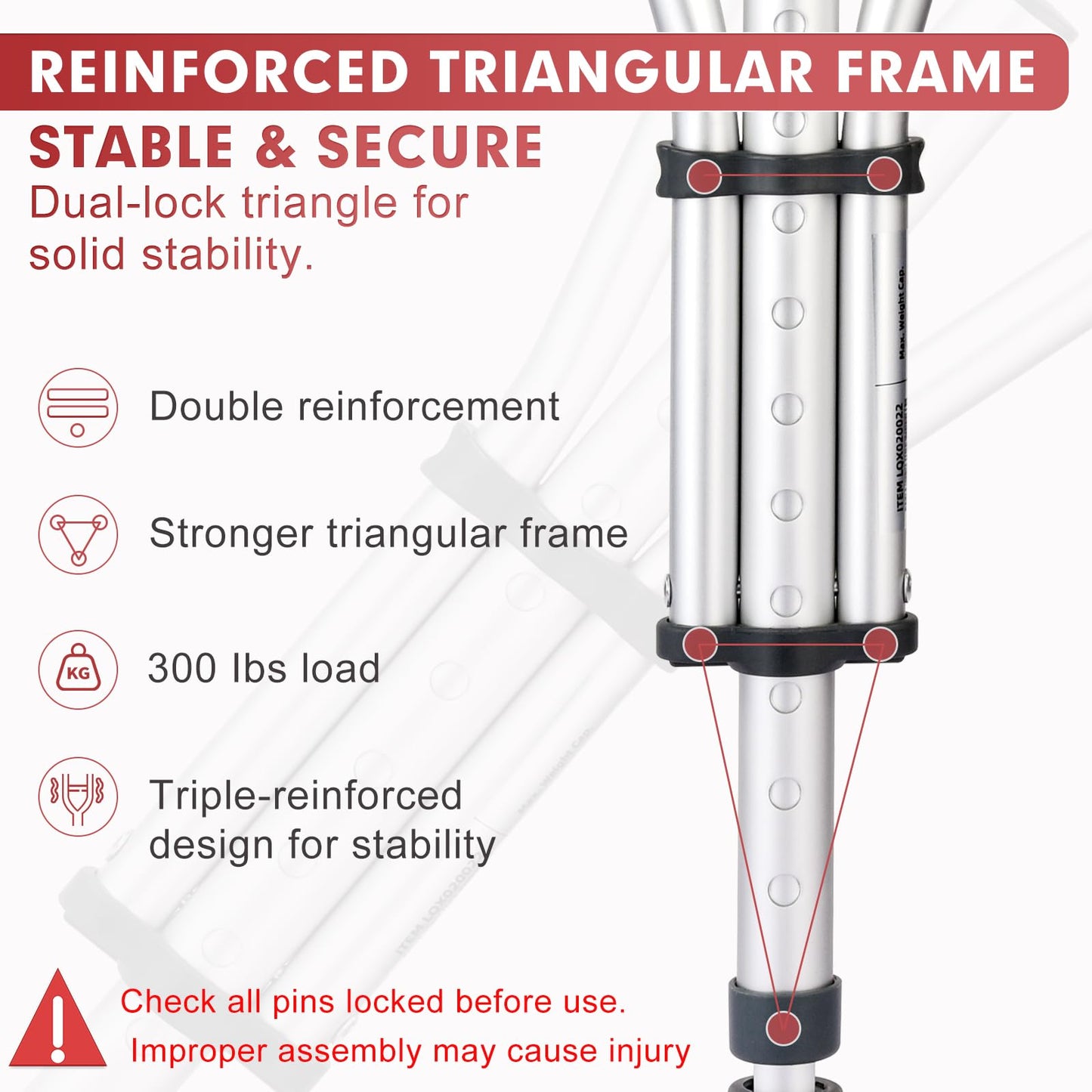 Aluminum Underarm Crutches for Adults and Seniors, Adjustable Height 38.2-61.8 Inches, Lightweight 2 lb Each, 300 lb Capacity Pair