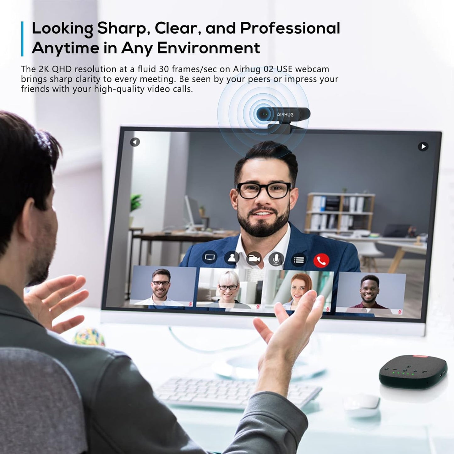 2K Webcam No Mic with Privacy Cover - USB, 78° Wide-Angle for Streaming & Conferencing