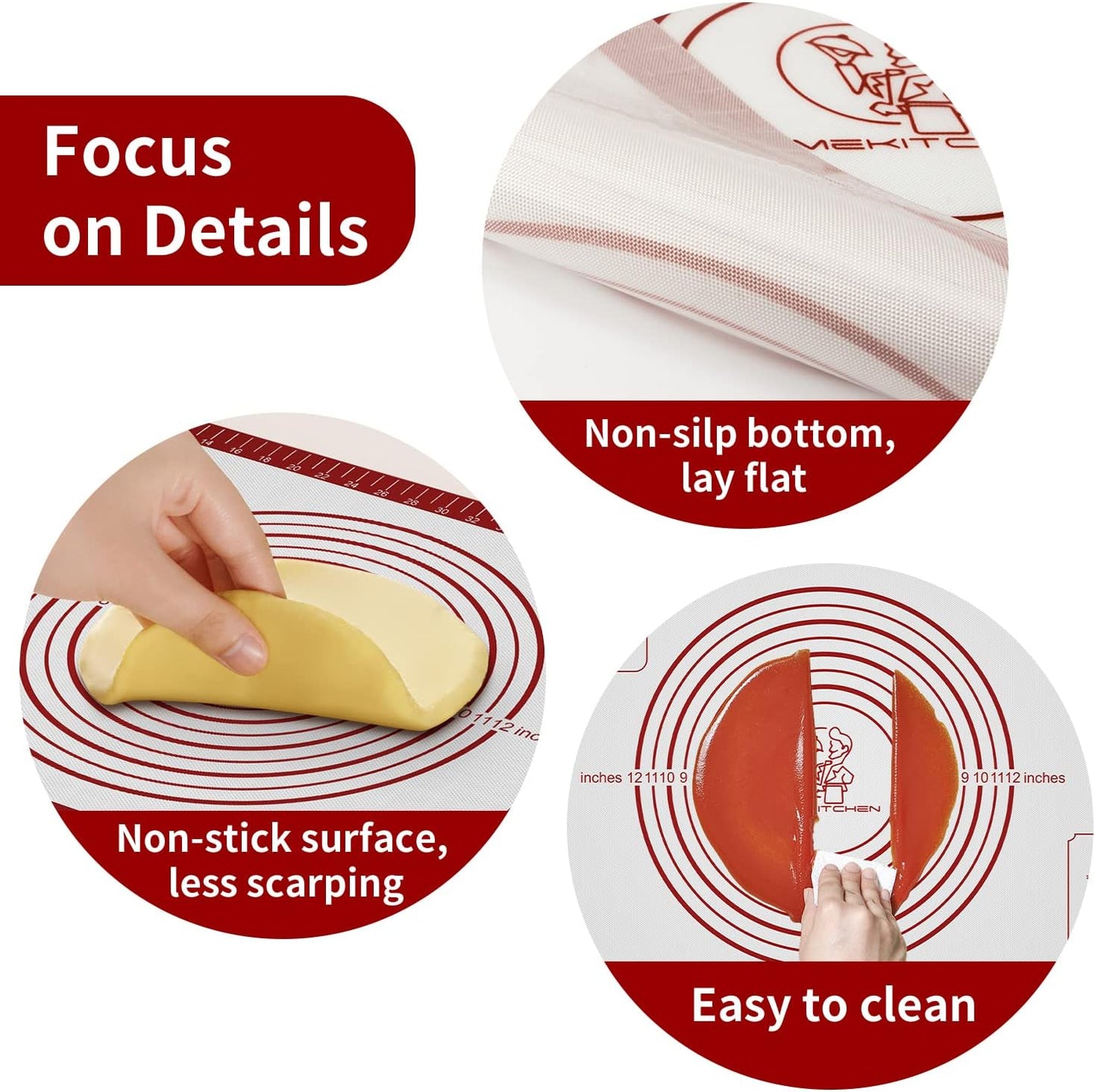 Non-Stick Silicone Baking Mat 26 x 16 Inch, Extra Large for Pastry, Cookies, Bread Dough - Nonslip and Heat Resistant