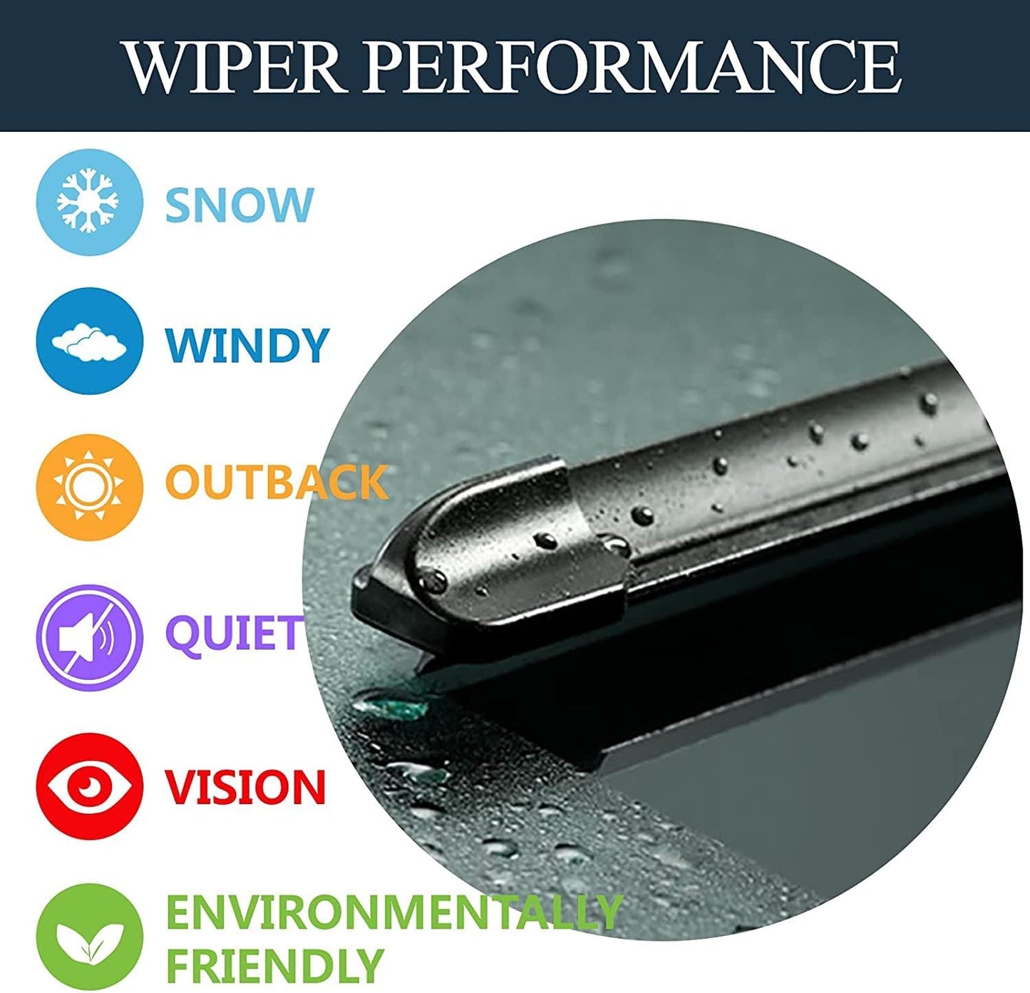 26"+16" Front + 12" Rear Wiper Blade Set, OE-Style Top Lock, Fits 2018–2023 Crosstrek & 2017–2023 Impreza, All-Season, Streak-Free, Pack of 3
