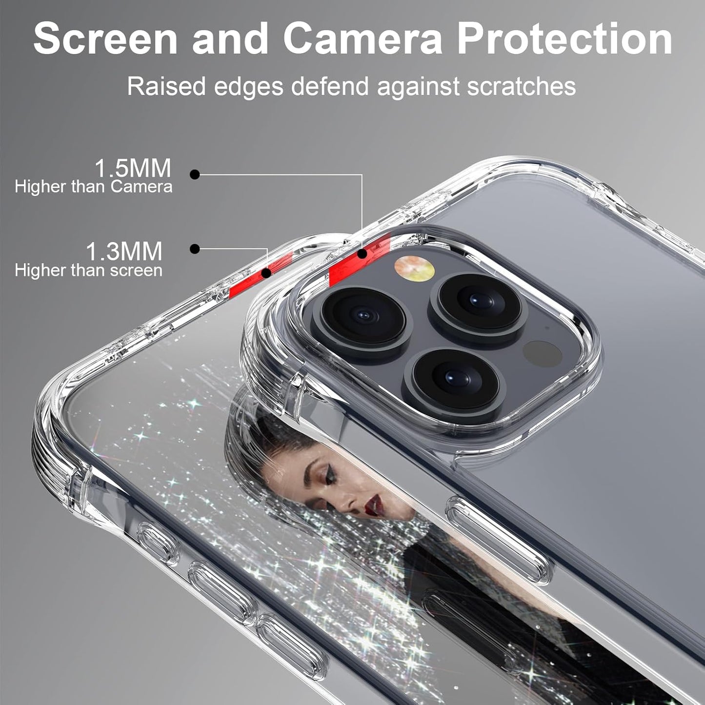Phone 15 Pro Max 6.7 Inch Case with Stand and Hang Modes, Clear TPU Cover