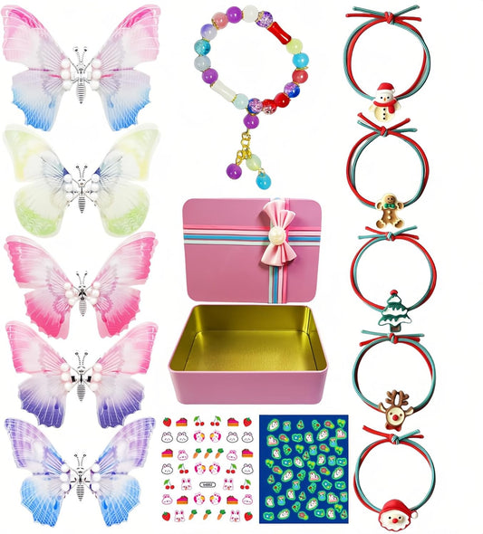 Colorful Jumping Butterfly Hair Clips & DIY Bracelet Kits for Creative Styling
