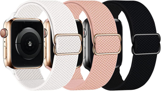 3 Pack Stretchy Solo Loop Apple Watch Bands: Nylon, Elastic, for 42mm-45mm Models