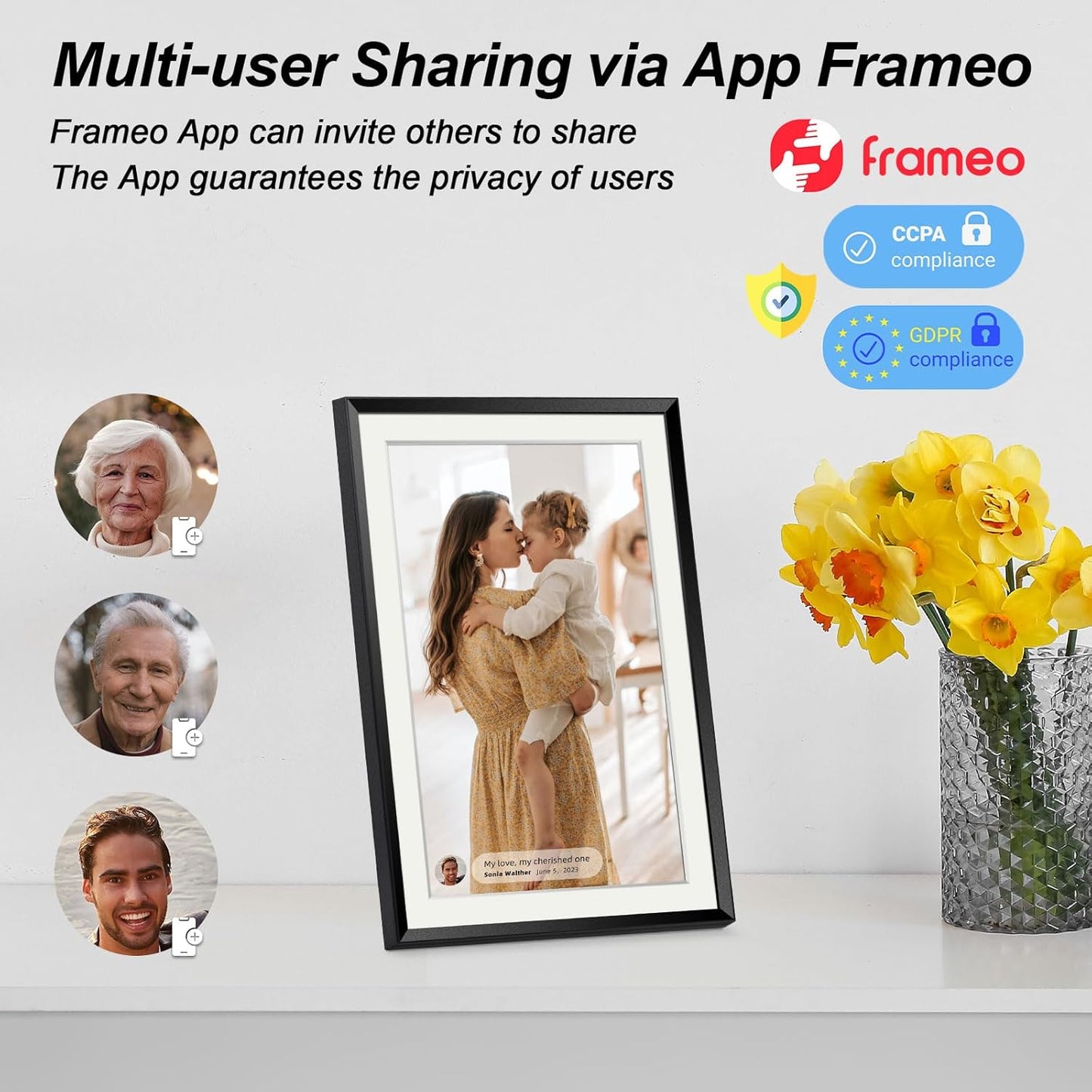 WiFi Digital Picture Frame 10.1" HD Touch - 32GB Memory, Easy Photo & Video Sharing