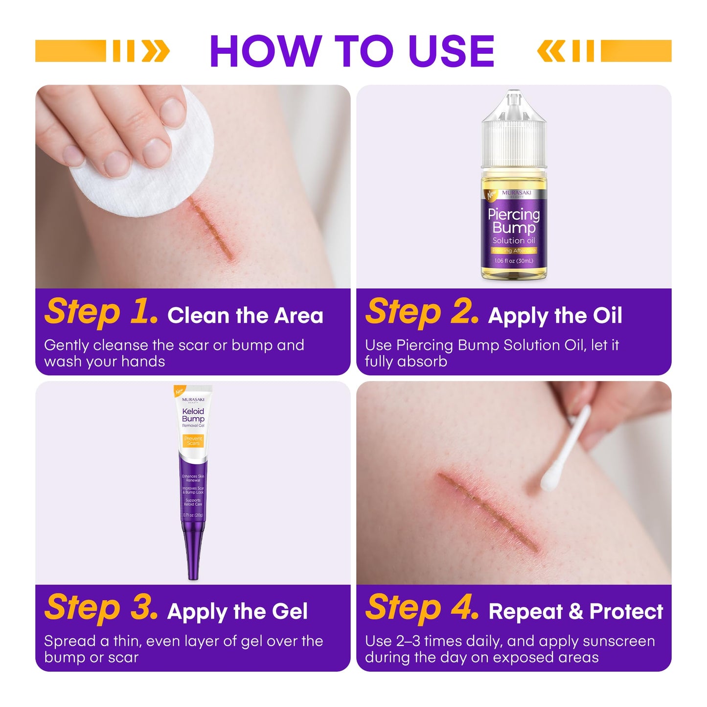 Piercing Keloid Bump Solution Kit - Aftercare Oil (30 mL) and Removal Gel (20 g)
