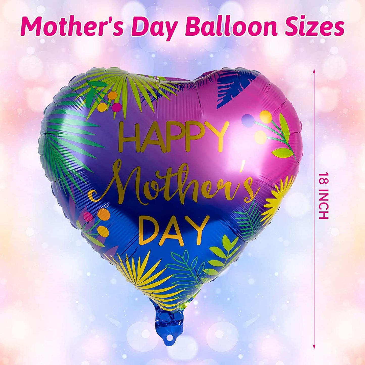 9pk 18" Mother's Day Foil Balloons Balloons w/ Ribbon