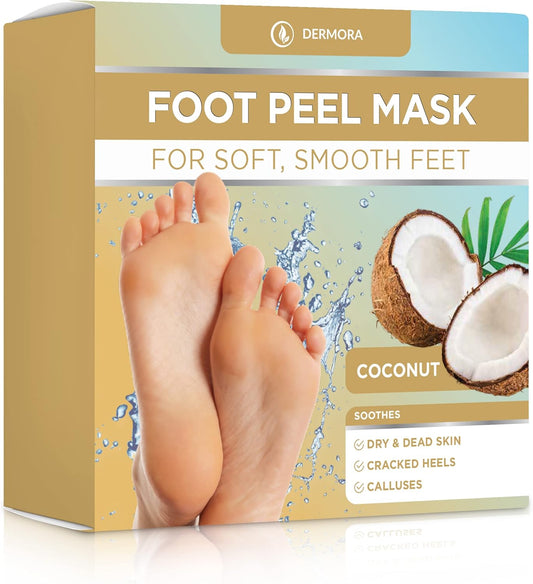 2 Pairs Coconut Foot Peel Mask - Smooth Soft Feet Natural Exfoliating Treatment