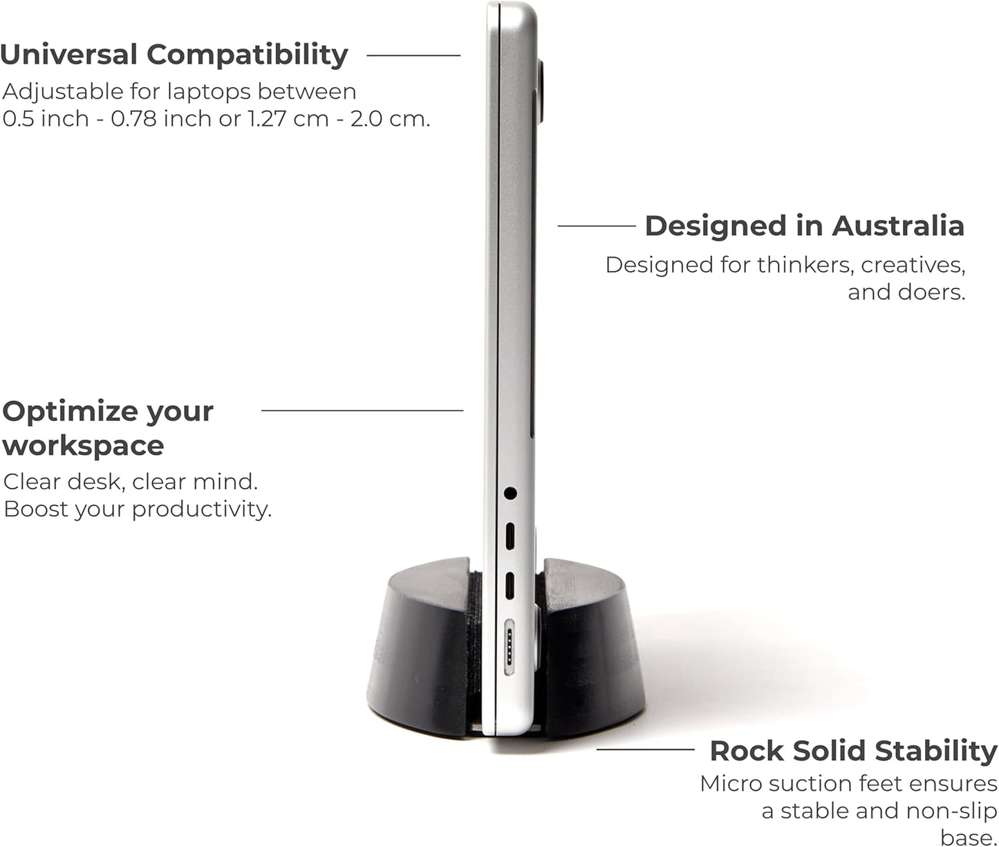 Space-Saving Vertical Laptop Stand - Home Office Dock for Multiple Devices, Black