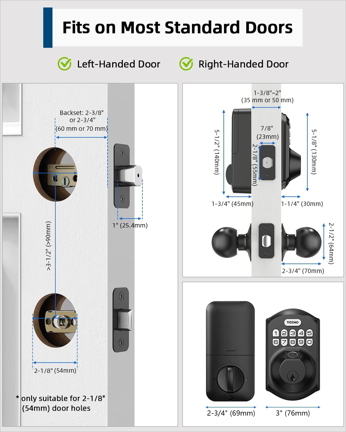 Advanced Fingerprint Keyless Entry Door Lock with Keypad Deadbolt - Secure & Easy Install, Matte Black