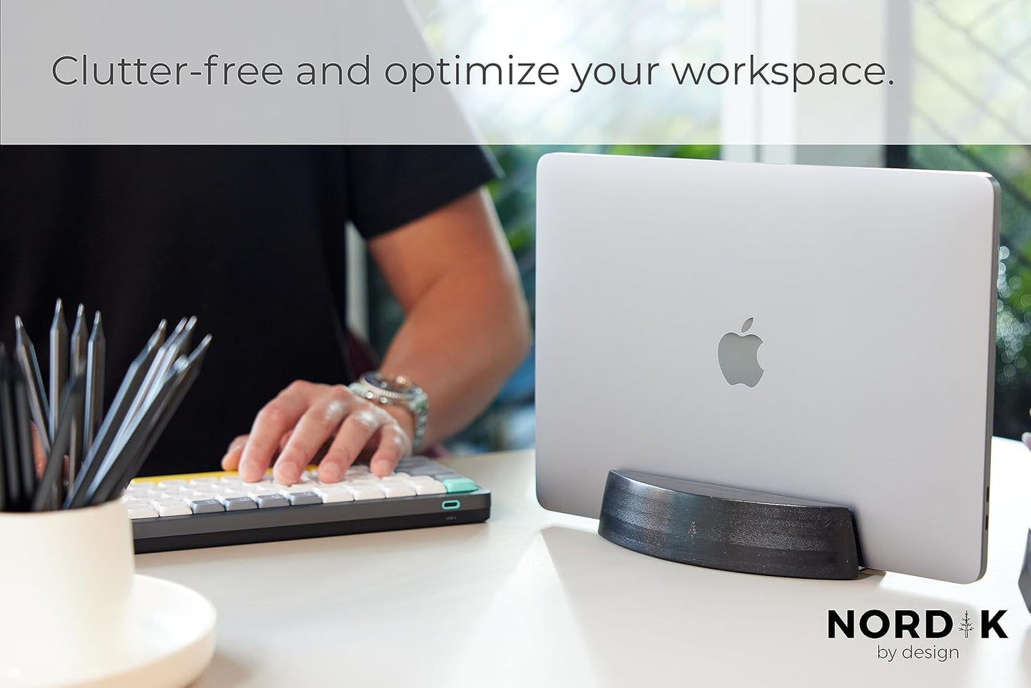Space-Saving Vertical Laptop Stand - Home Office Dock for Multiple Devices, Black
