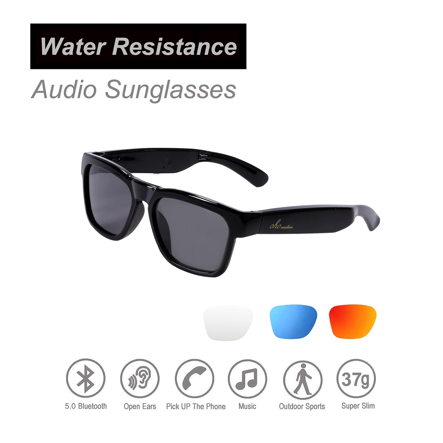 Polarized Smart Sunglasses with Bluetooth Speaker, Voice Control - UV400 Protection