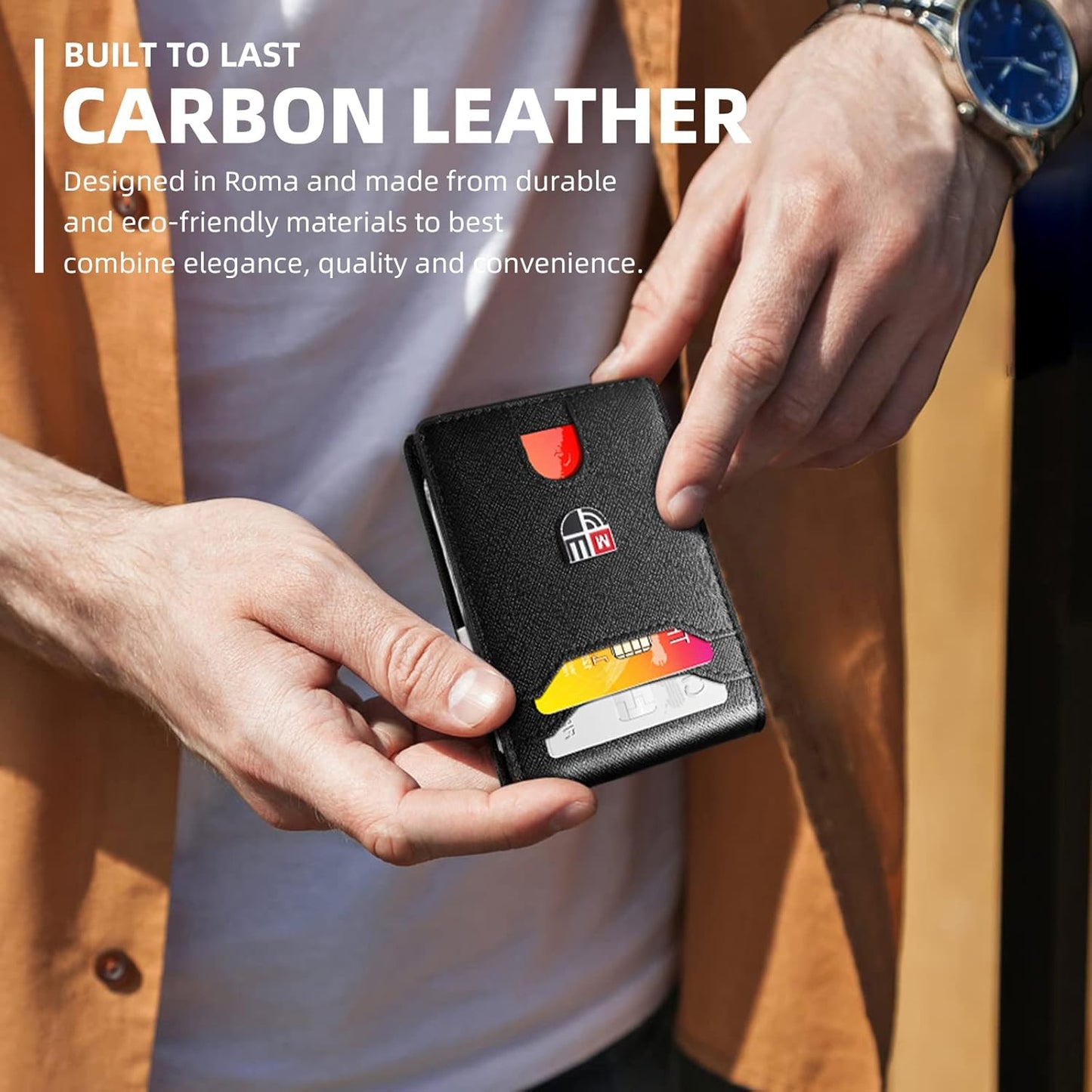 Men's Slim Bifold Leather Wallet with RFID Blocking, 12 Card Slots & Money Clip - Ideal Gift for Special Occasions