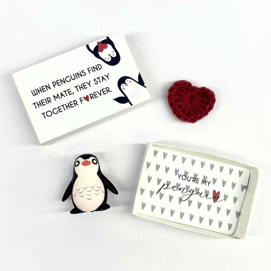 Mini Penguin Love Token in Matchbox: Unique Anniversary & Valentine Gift