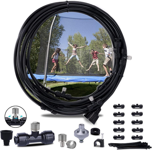 Outdoor Patio Misting System - 49ft Cooling Kit with 16 Stainless Steel Nozzles