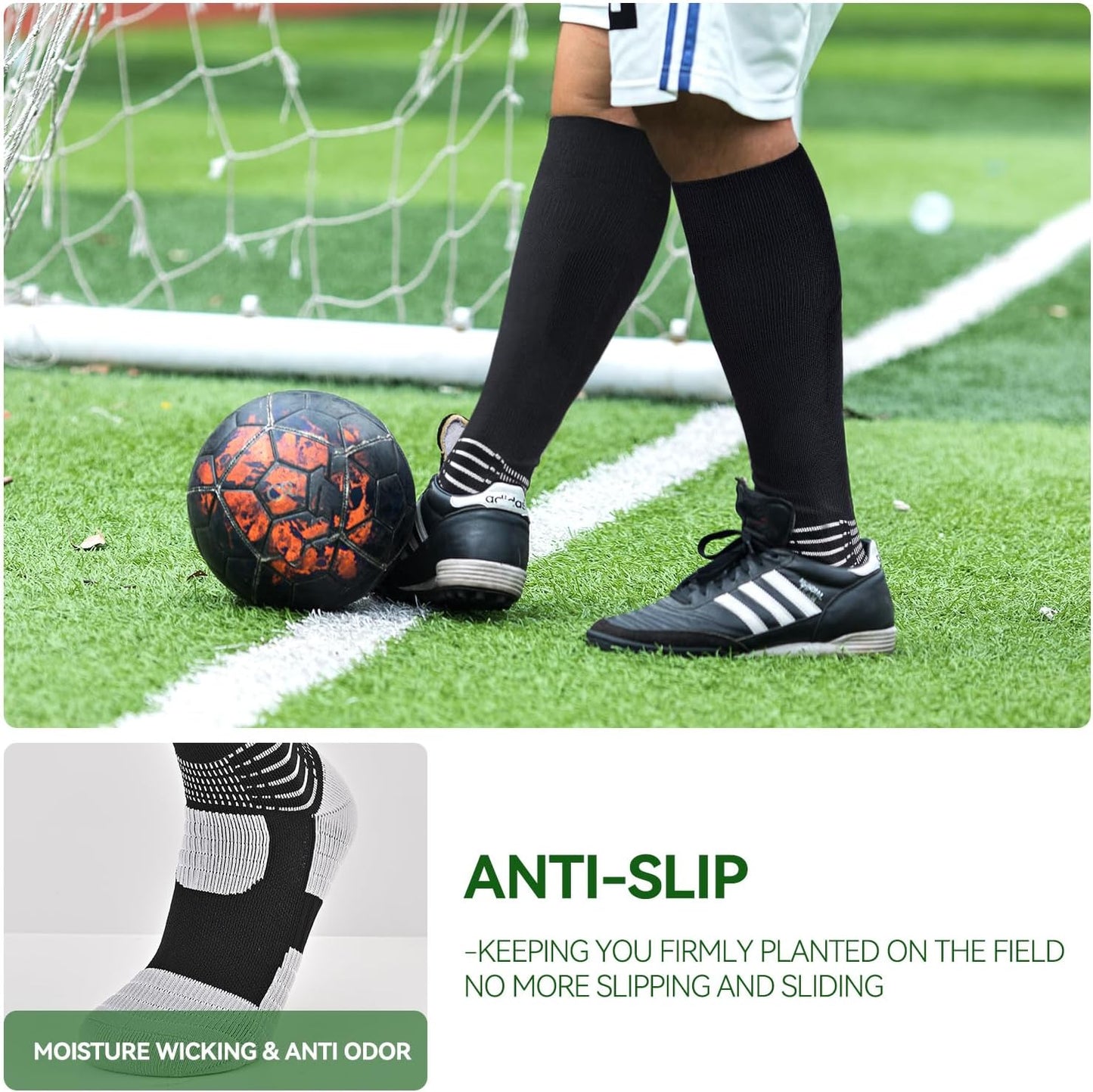 Boost Your Game: 2 Pairs Compressive XXL Soccer Socks with Coolmax Moisture Control and Ankle Support