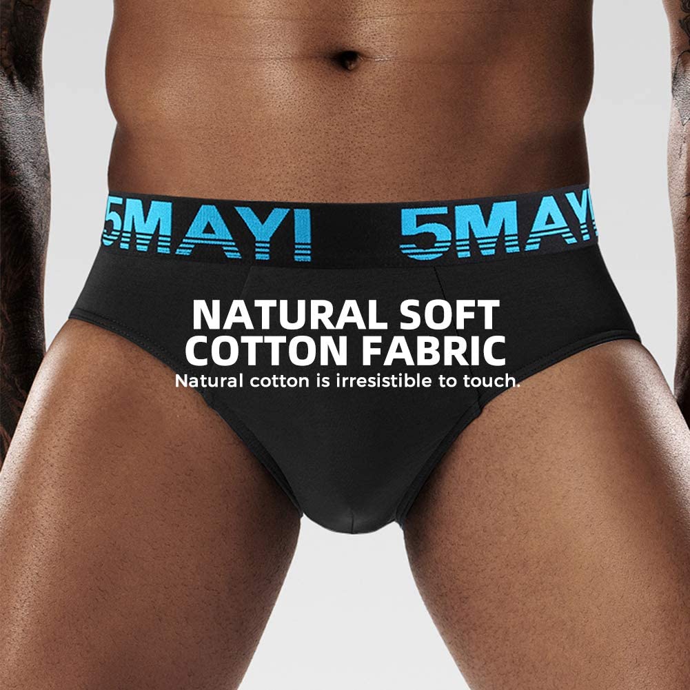5 Pack Black Size XXL Men's Low Rise Briefs Underwear