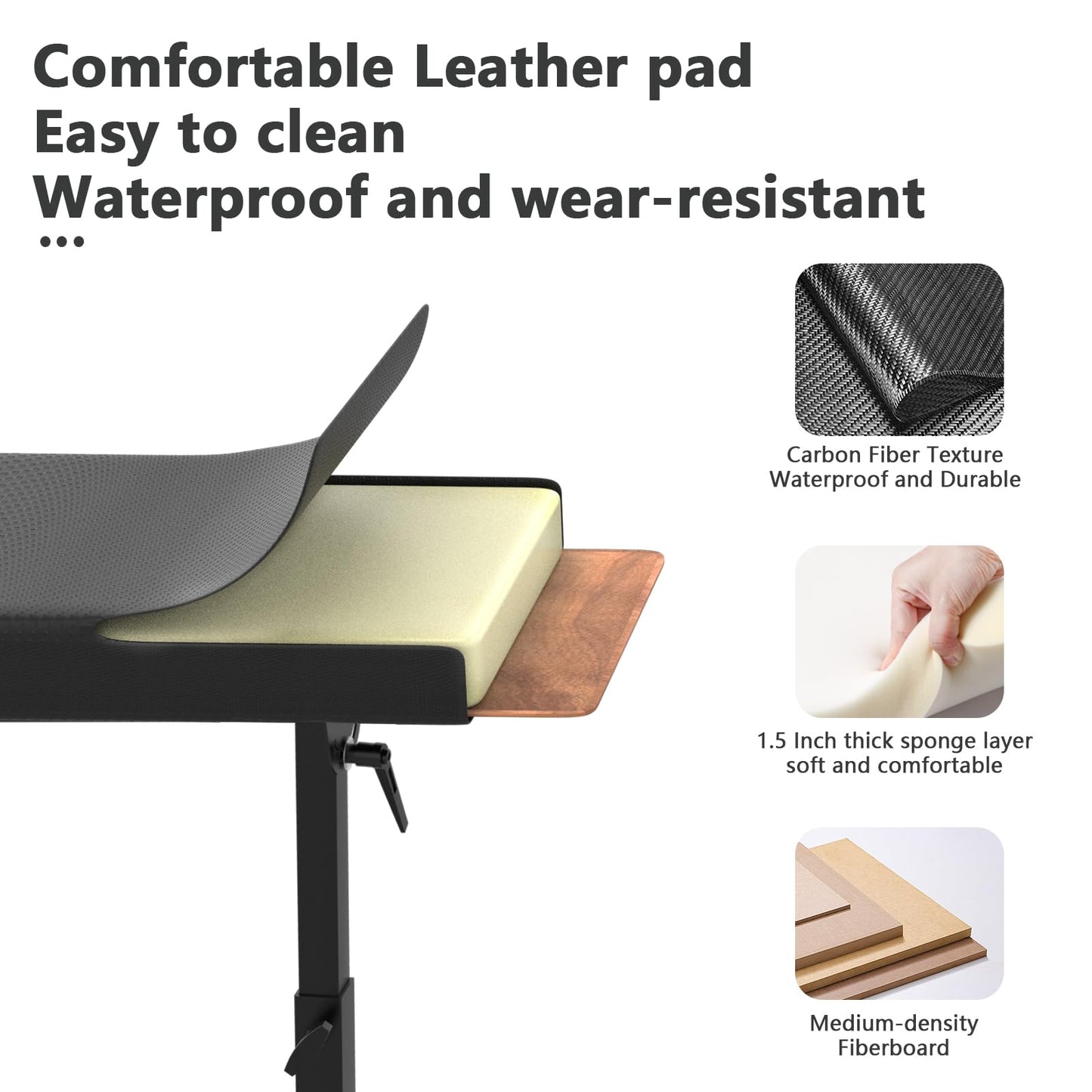 XL Tattoo Armrest Stand, Oversized 27.5 x 12.6 in Pad, 180° Rotating Panel, Height Adjustable 26-38 in, Detachable PU Leather Cover, Studio Use