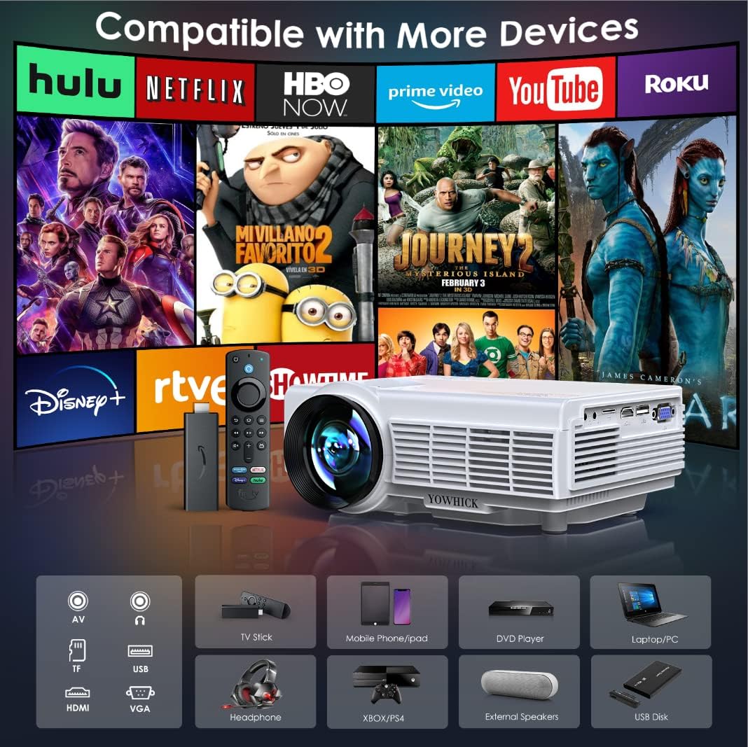 Enjoy Cinema-Quality Viewing at Home with Our 1080P 5G WiFi Bluetooth Projector, Supports 4K - Ideal for Movies & Gaming
