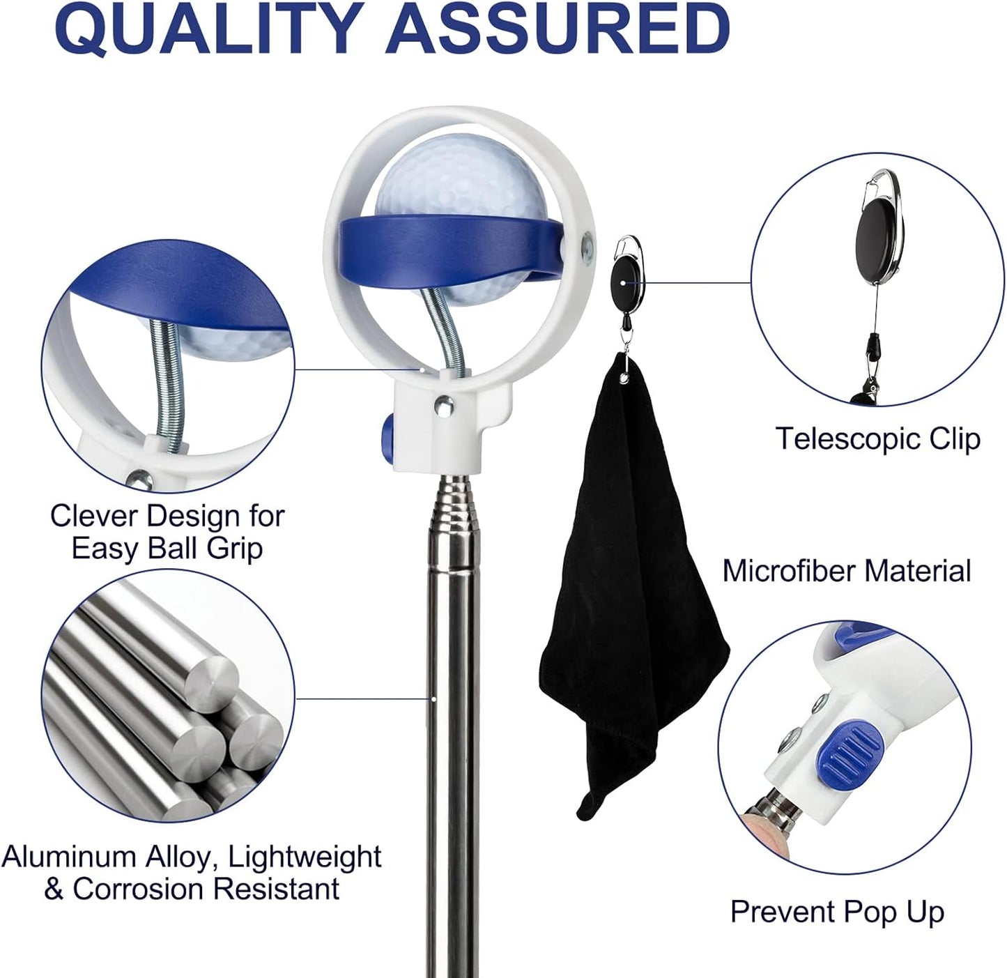 Golf Ball Retriever Tool Telescopic 9ft - Ideal for Water Recovery & Gift