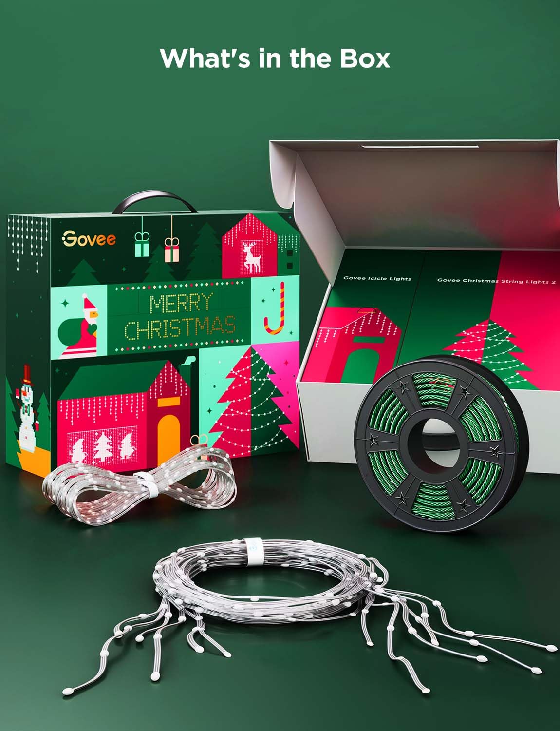 Govee Holly-Jolly Christmas Bundle - Smart RGBIC LED Curtain, String, and Icicle Lights