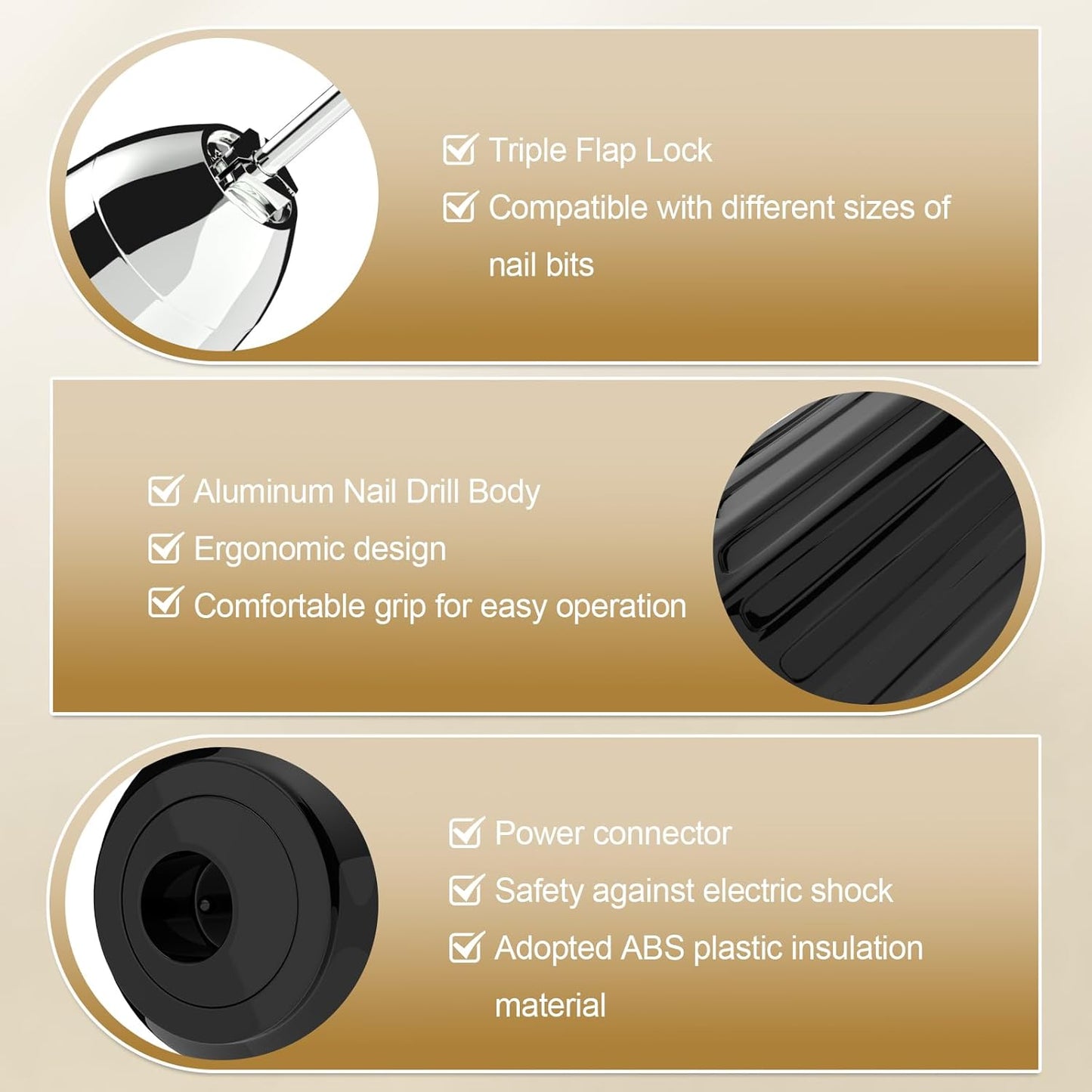 Gold 35,000 RPM Professional Electric Nail Drill Machine for Acrylic & Gel Nails