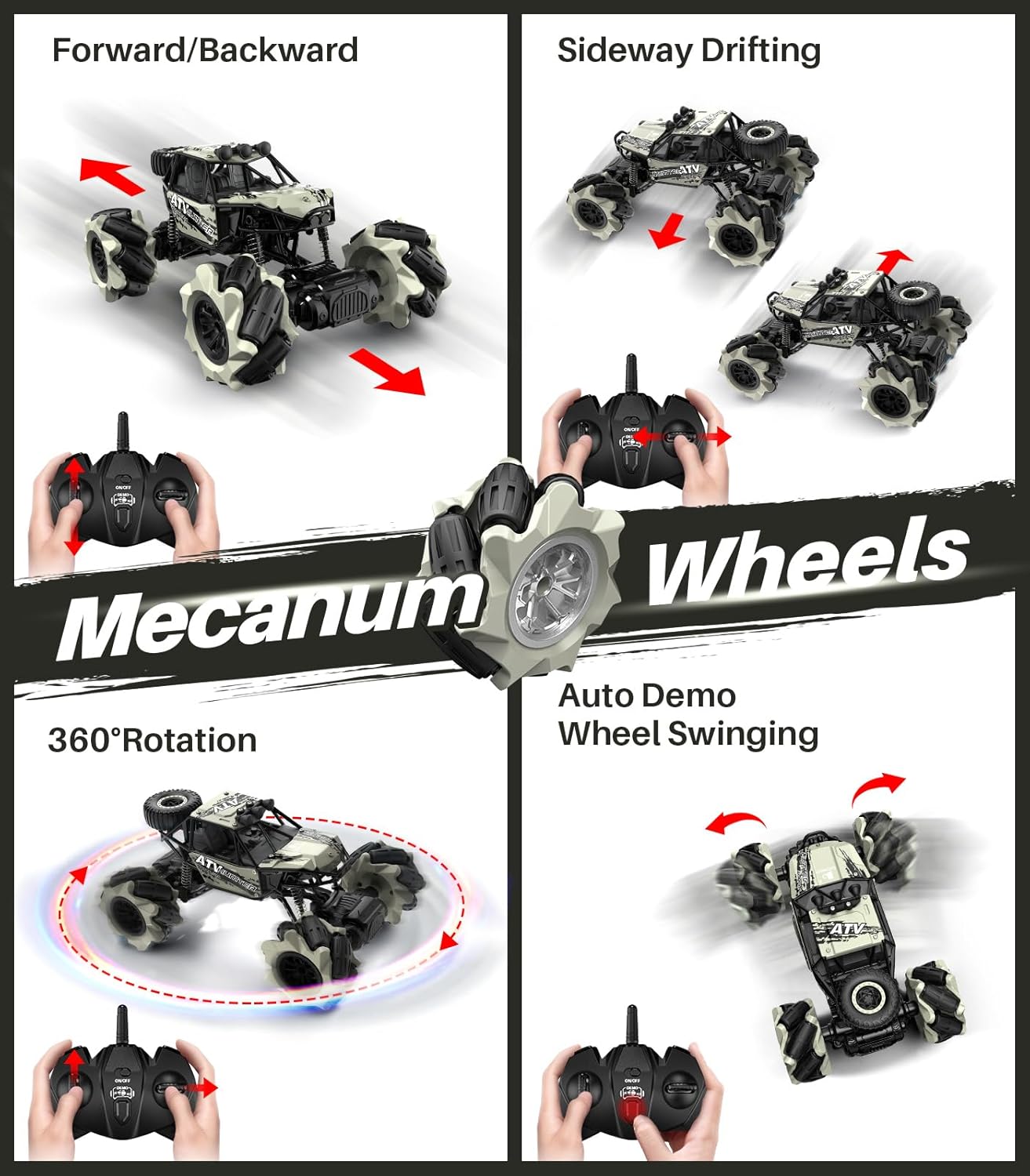 Remote Control Monster Truck Toy – 4WD, 360° Stunts, Rechargeable, 1/20 Scale
