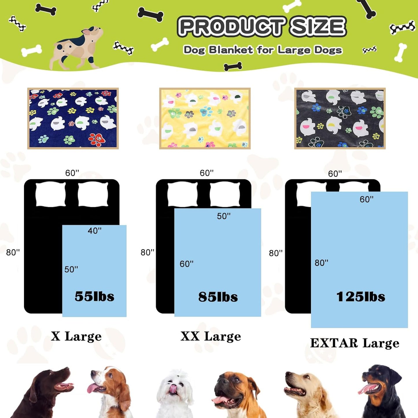 Premium Dog Blanket for Large Dogs, Flannel Elephant & Paw Print, 60x50" - Pet Comfort