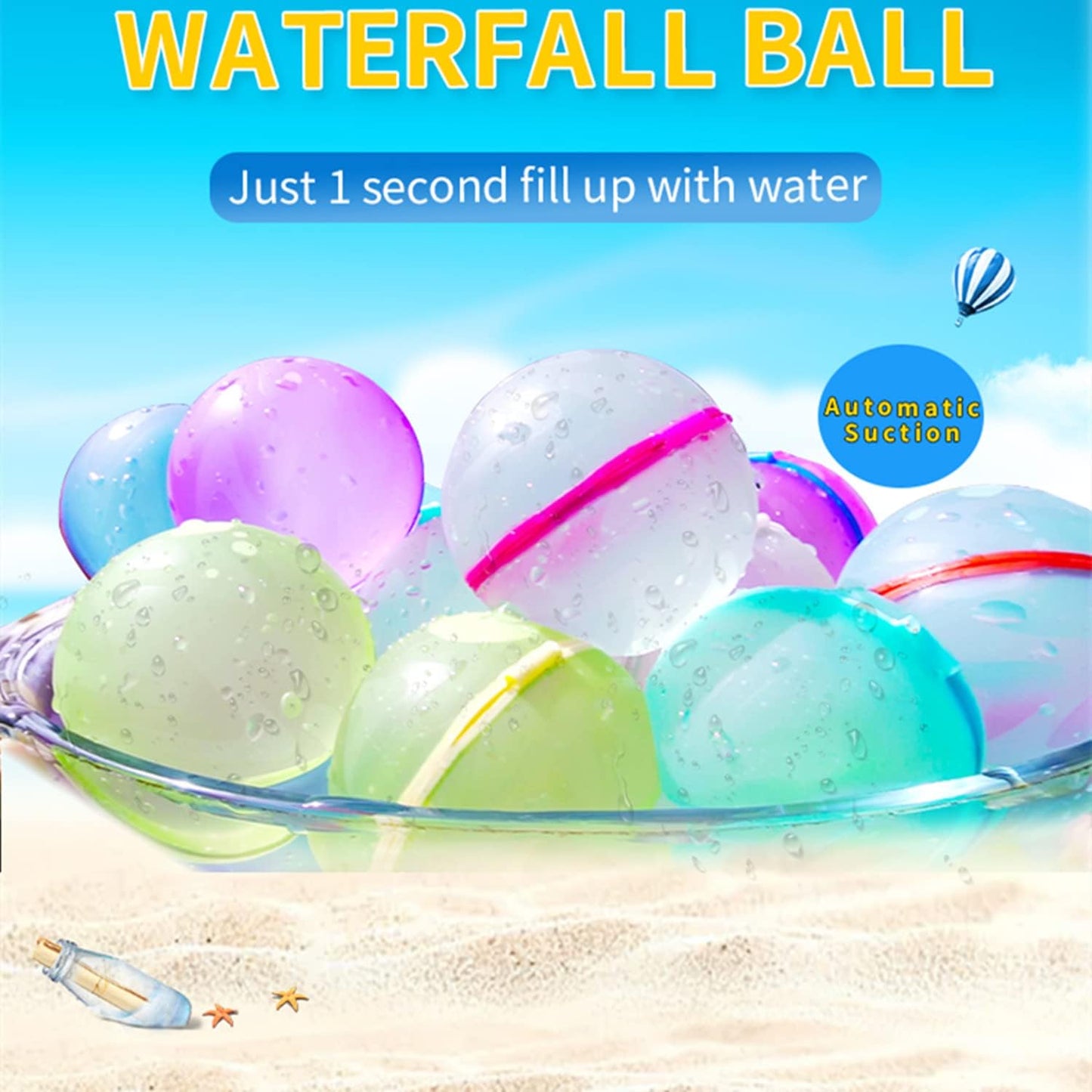 4-Pack Refillable Silicone Water Balloons for Kids - Self-Sealing & Quick-Fill for Outdoor Fun